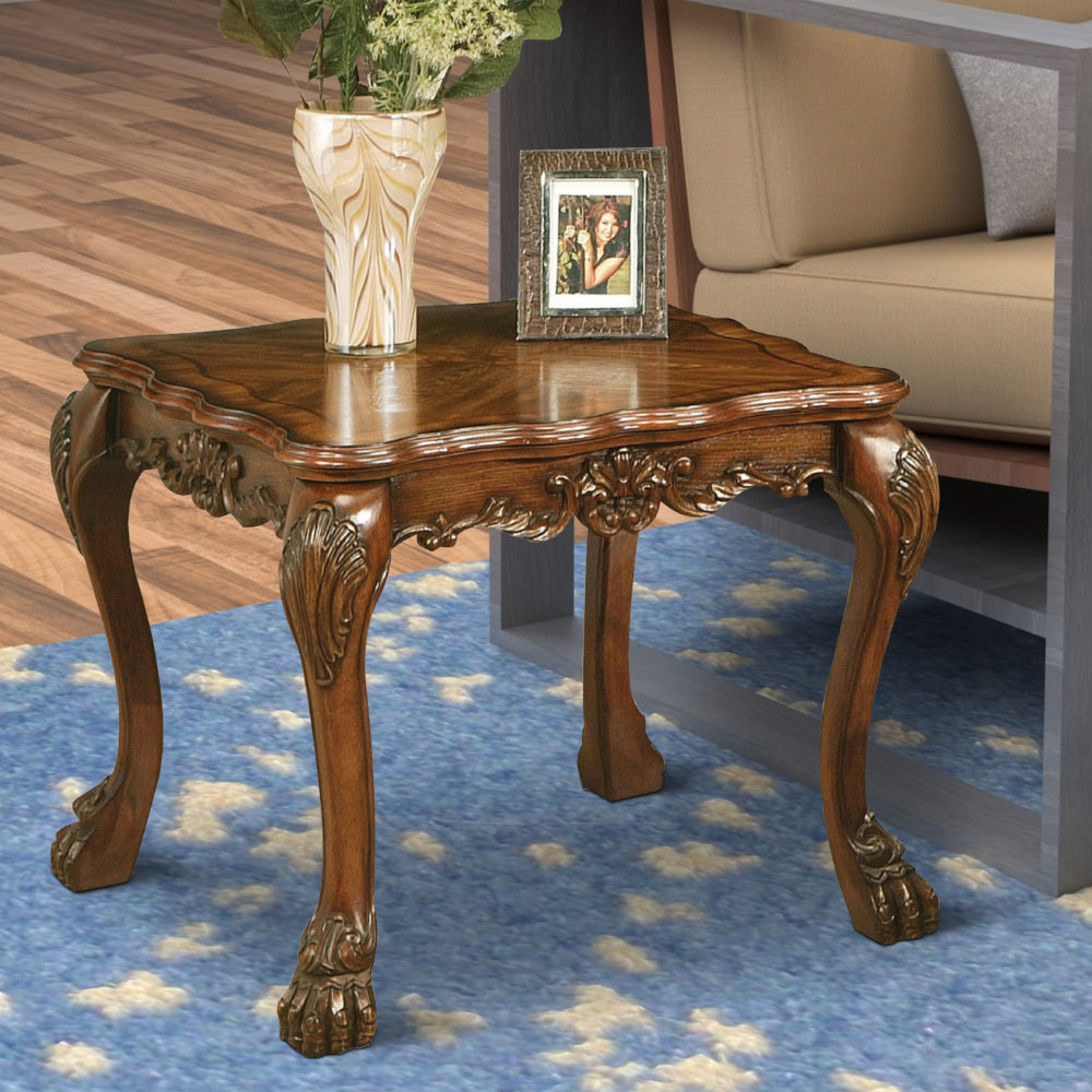 ACME Wooden End Table In Traditional Style , Cherry Oak Brown