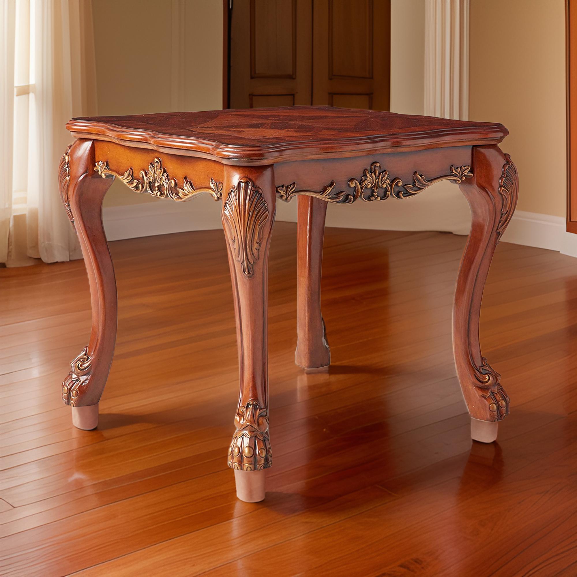 ACME Wooden End Table In Traditional Style , Cherry Oak Brown