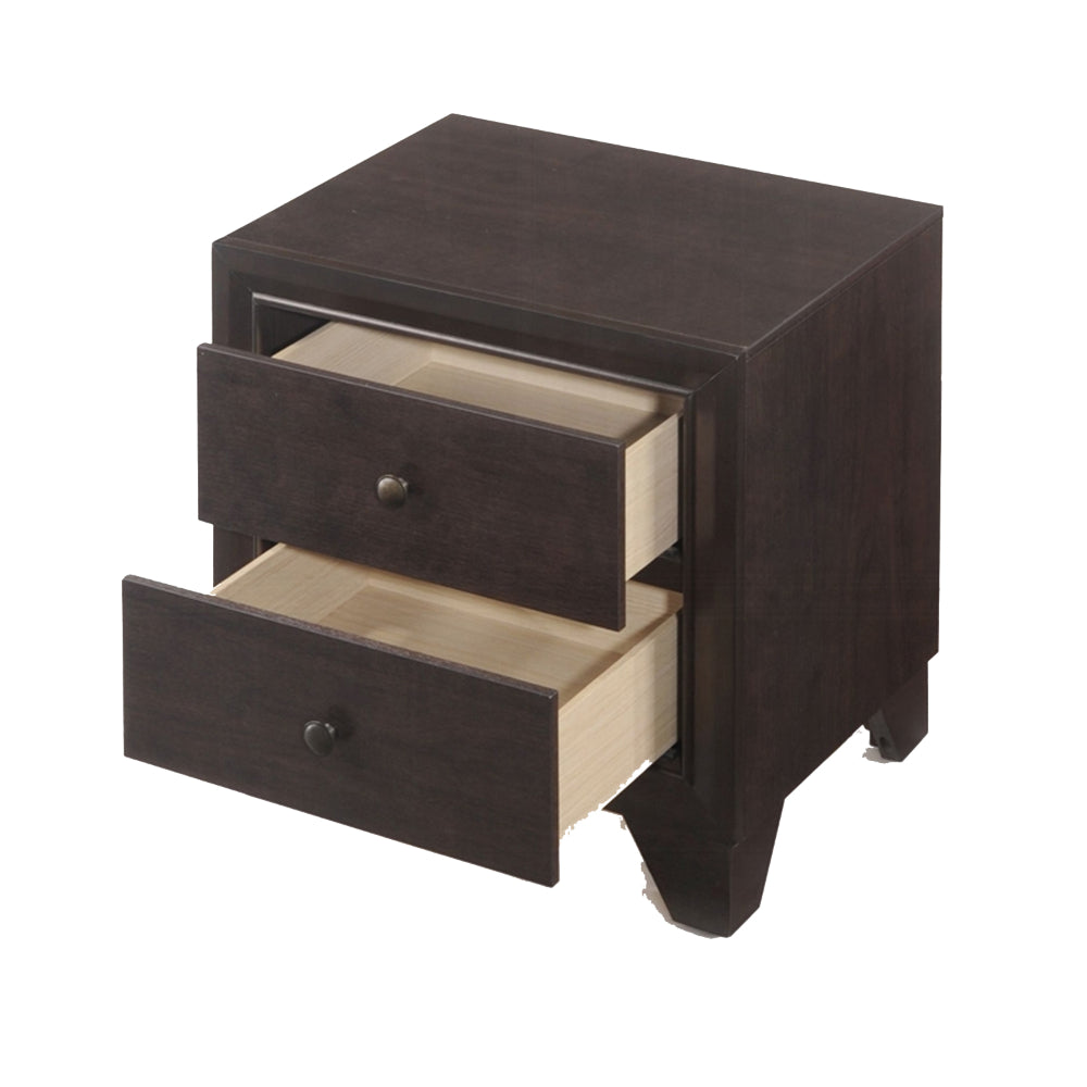 ACME Wooden Night Stand with Two Drawer , Espresso Brown