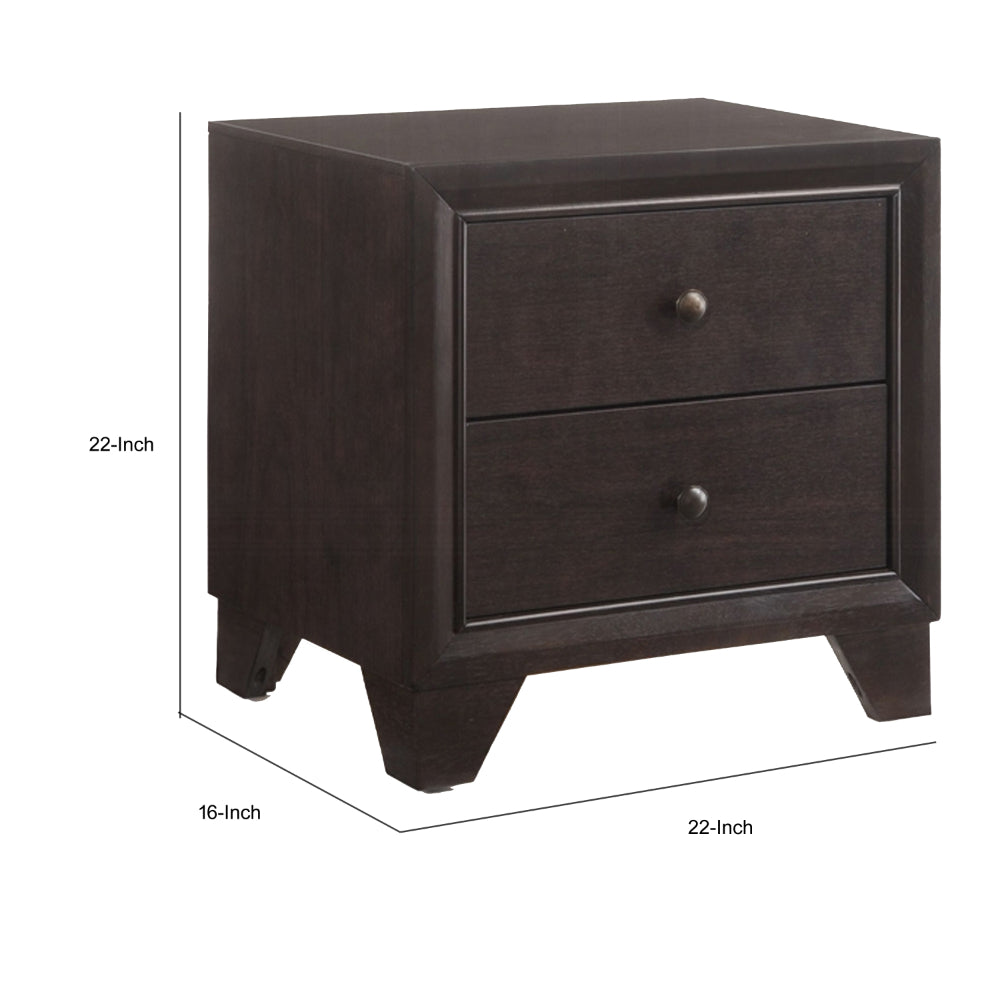 ACME Wooden Night Stand with Two Drawer , Espresso Brown