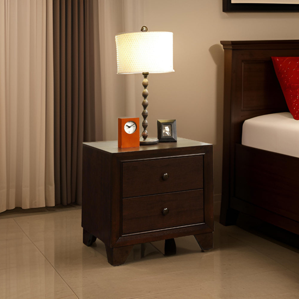 ACME Wooden Night Stand with Two Drawer , Espresso Brown