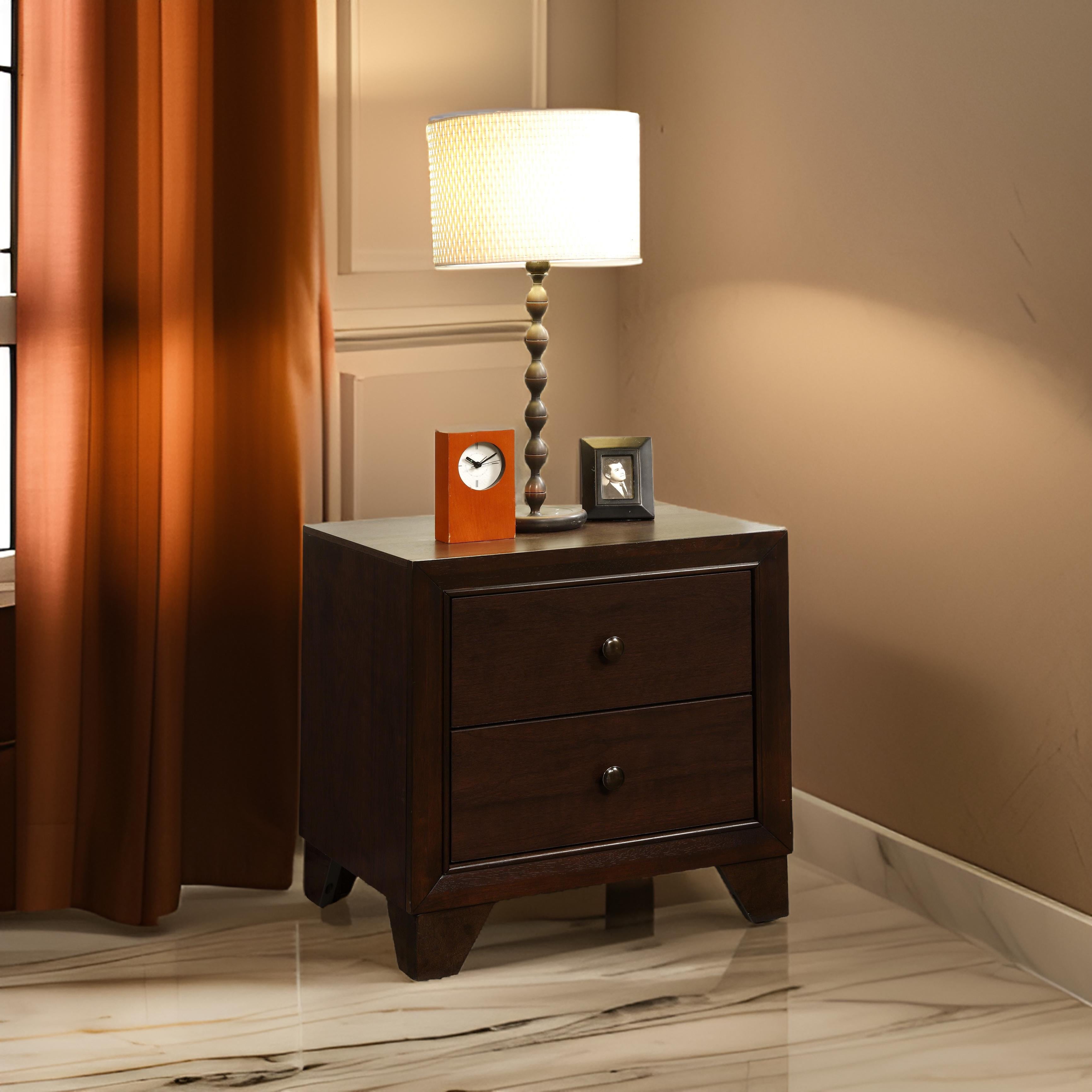 ACME Wooden Night Stand with Two Drawer , Espresso Brown