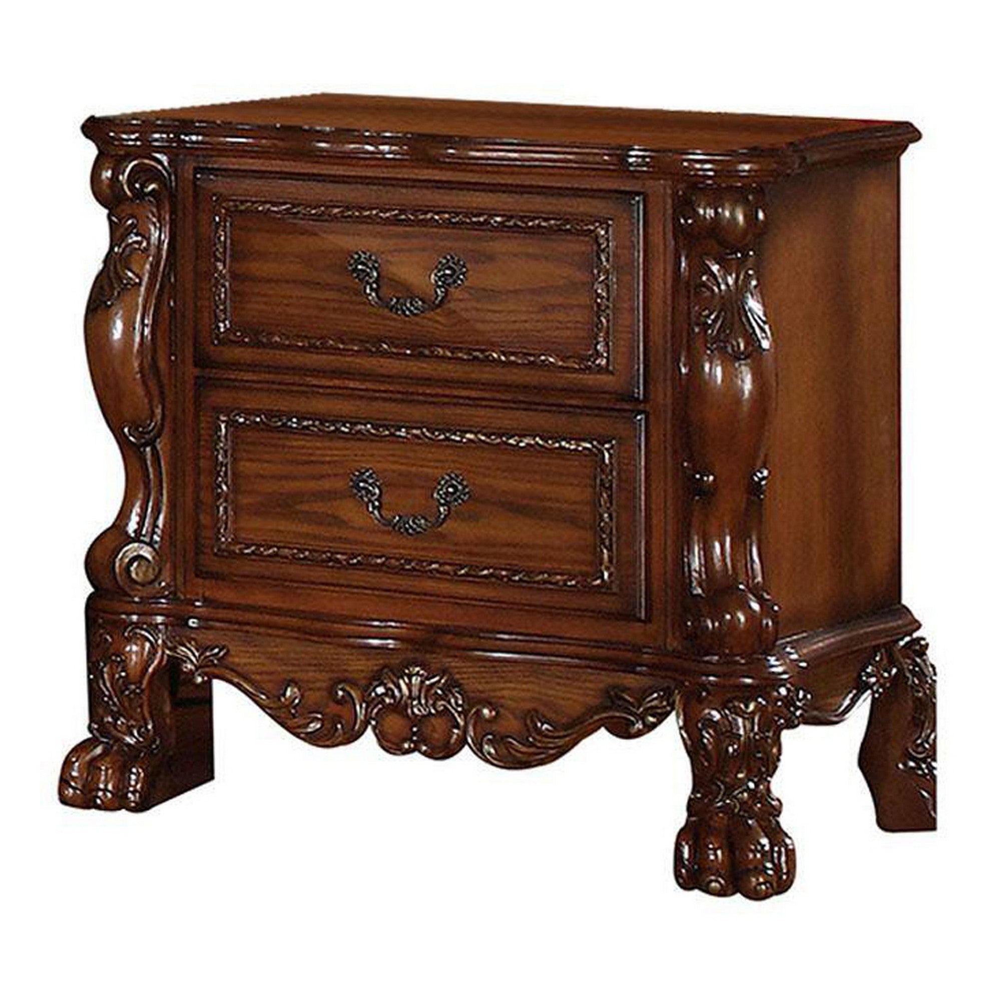 ACME Wooden Night Stand with Two Drawer In Traditional Style, Brown