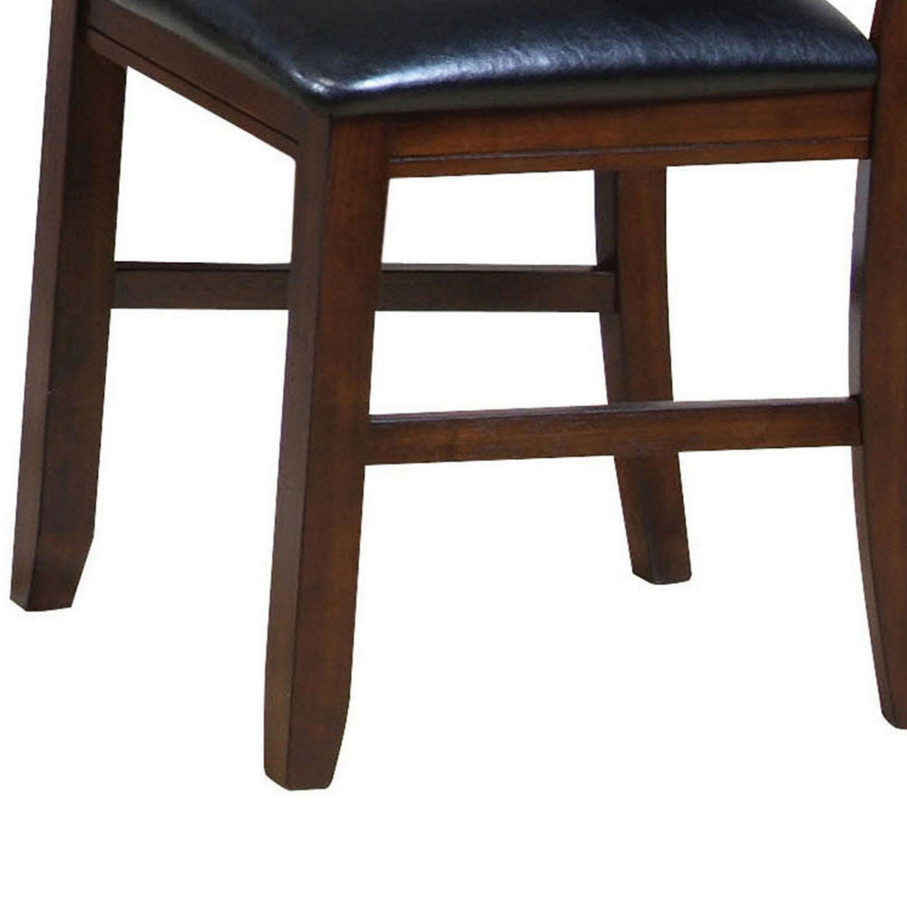 ACME Leather Upholstered Wooden Side Chairs With Ladder Back, Brown & Black, (Set of 2)