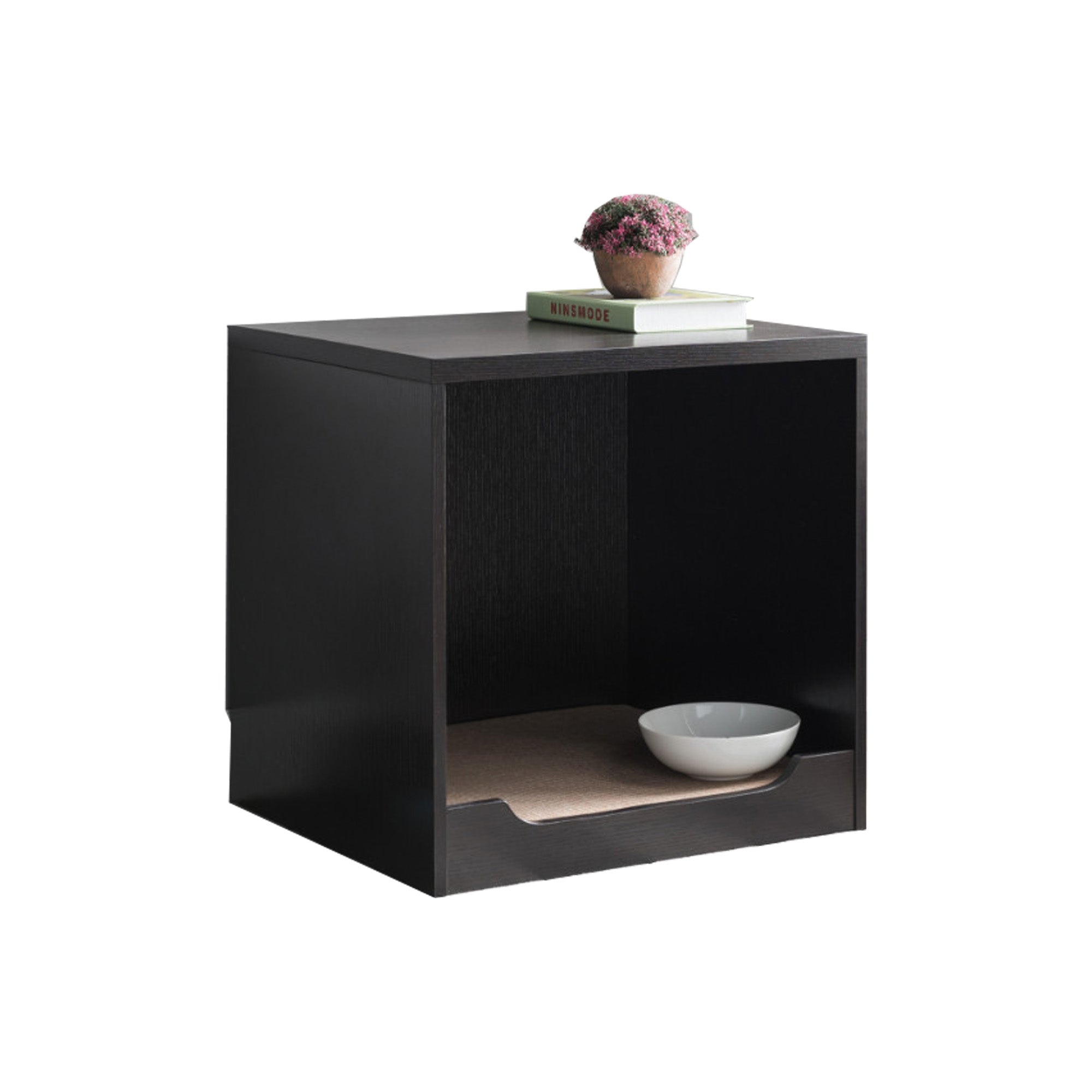 Benzara Wooden Pet End Table, Red Cocoa Brown