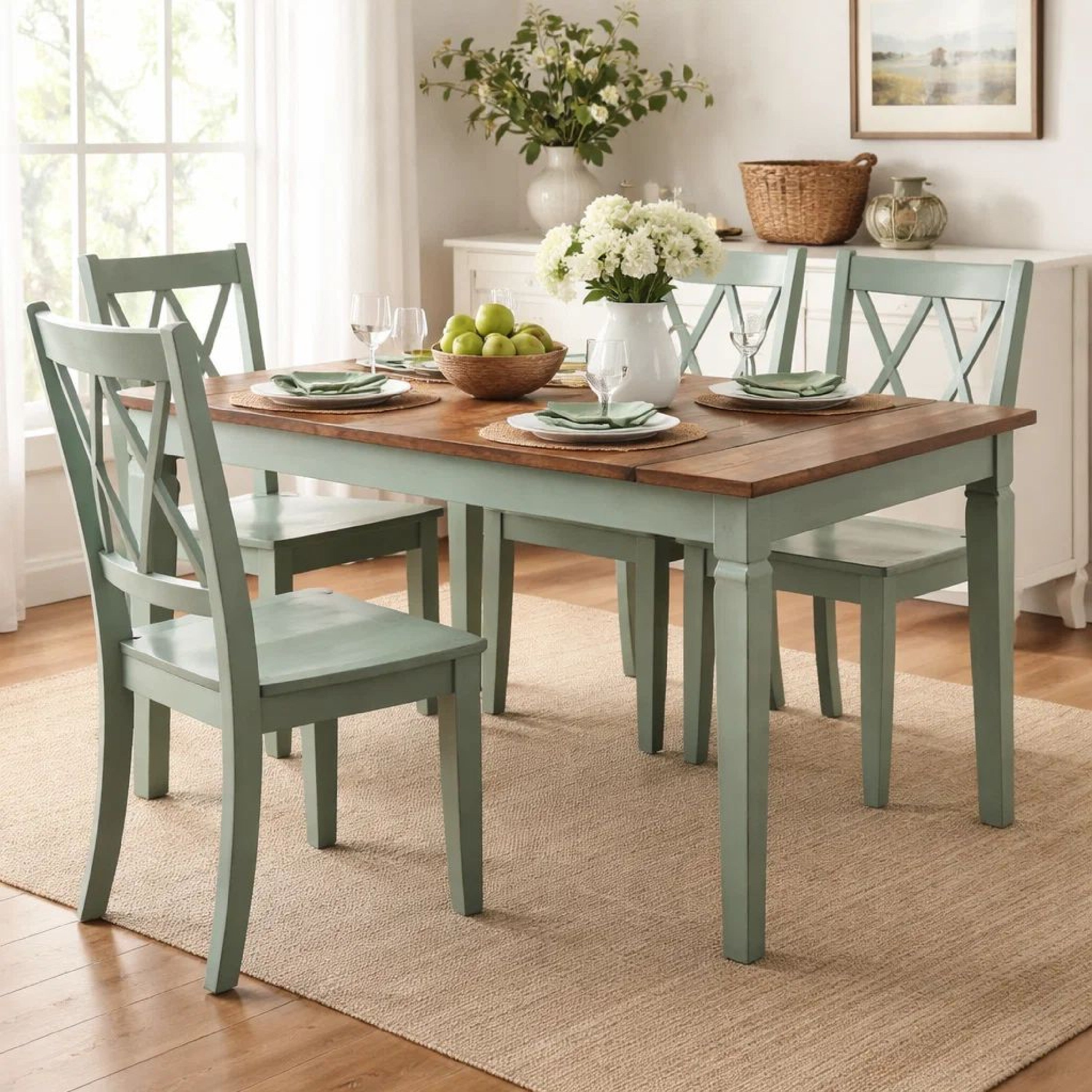 Benzara Pine Veneer Side Chair With Double X Cross Back, Teal Blue, Set of 2