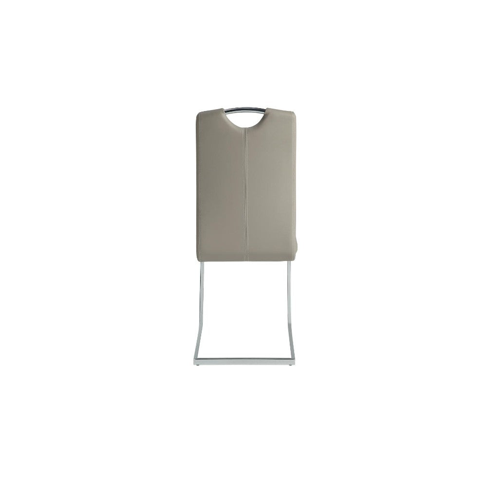 Benzara Metal & Leather Cantilever Style Side Chair with Chrome Base, Set of 2, Gray