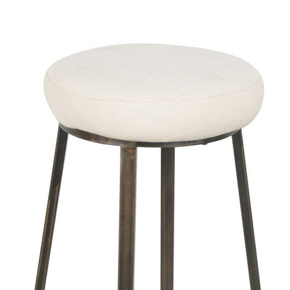 Benzara Metal Framed Backless Counter Stool With Polyester Seat, Black & White