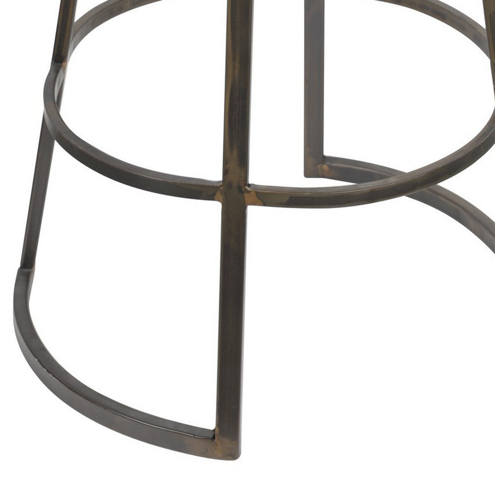 Benzara Metal Framed Backless Counter Stool With Polyester Seat, Black & White