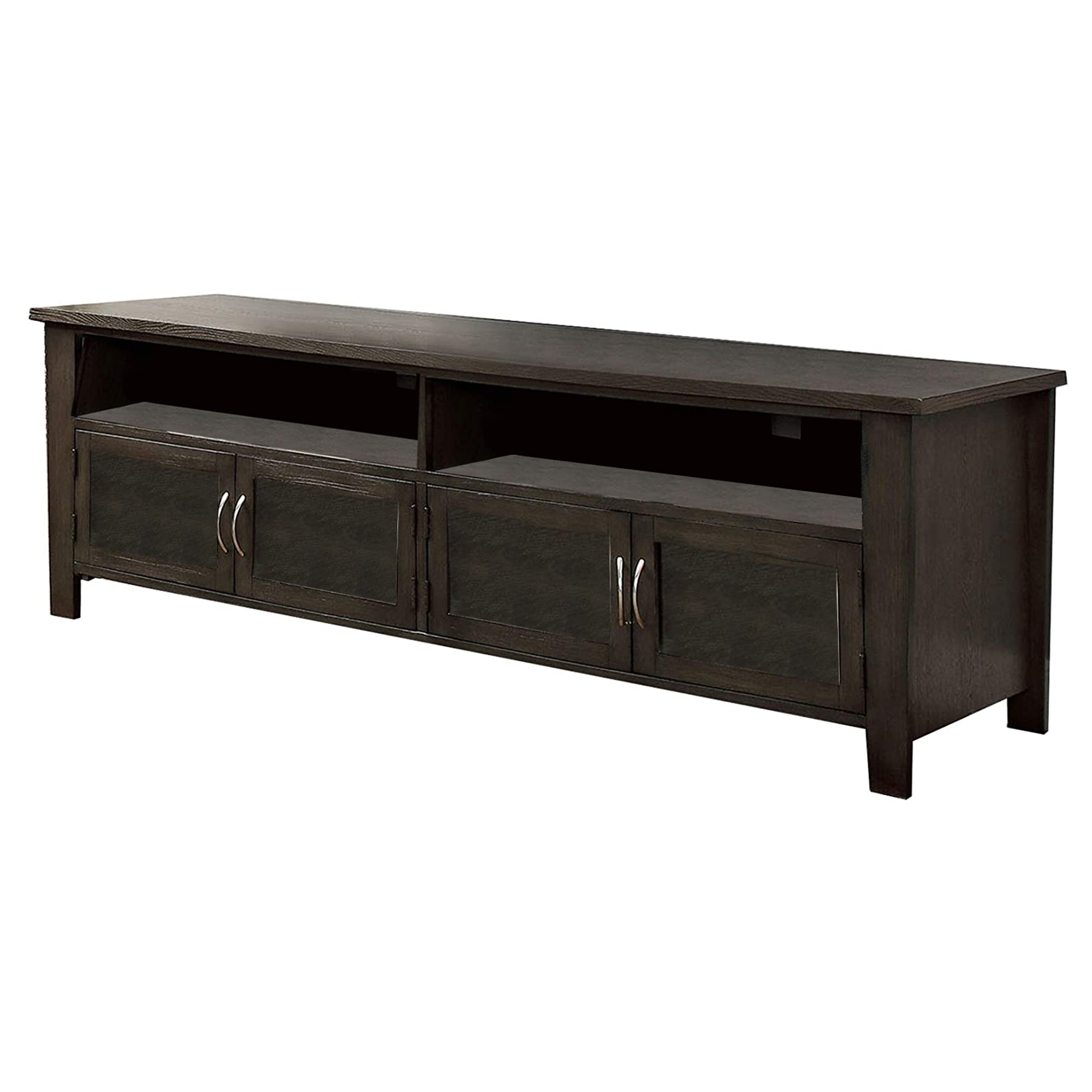 Benzara 72" Wooden TV Stand With 2 Cabinets And 2 Open Shelves In Brown