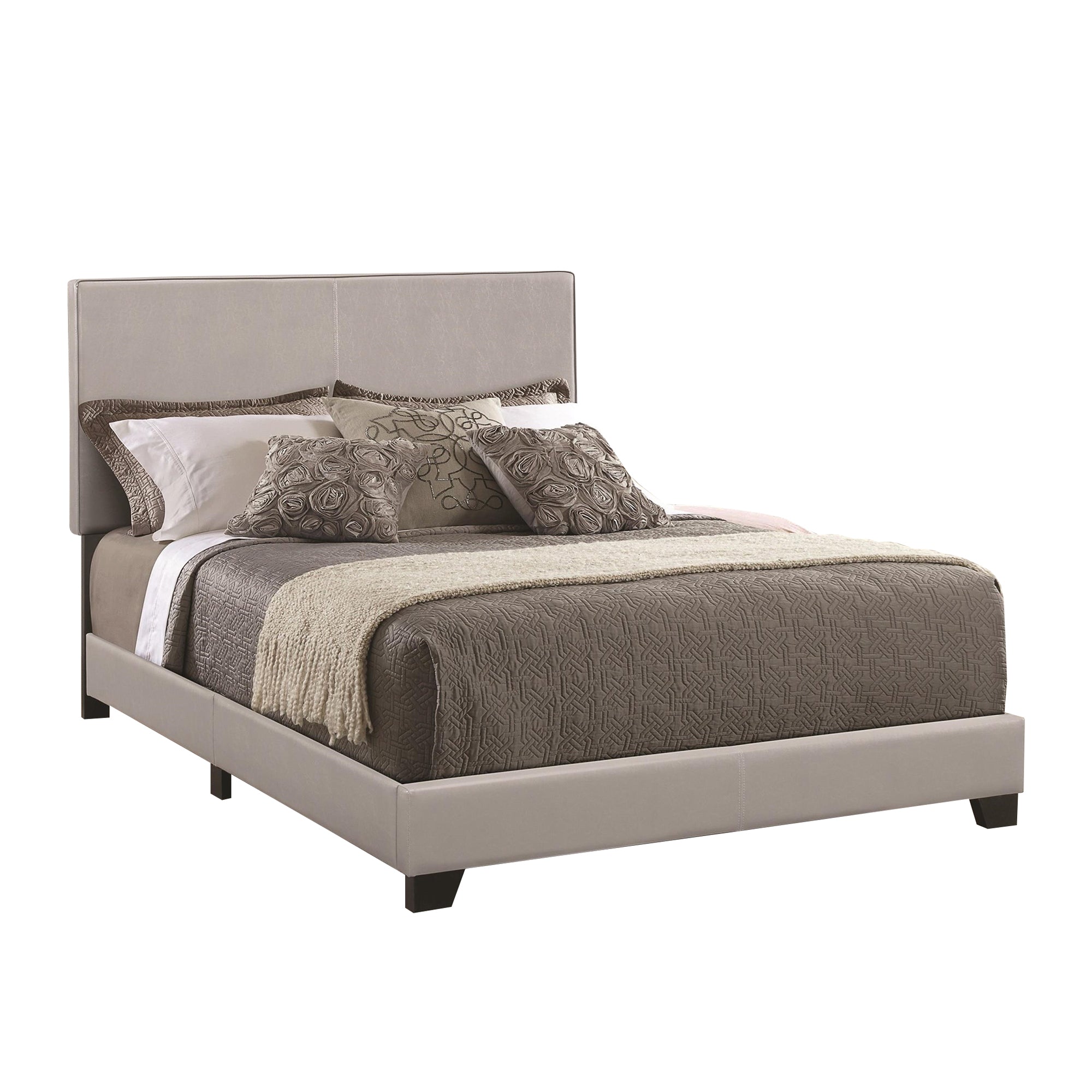 Benzara Leather Upholstered Twin Size Platform Bed, Gray