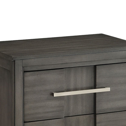 Benzara Transitional Solid Wood Night Stand With Two Drawers, Gray