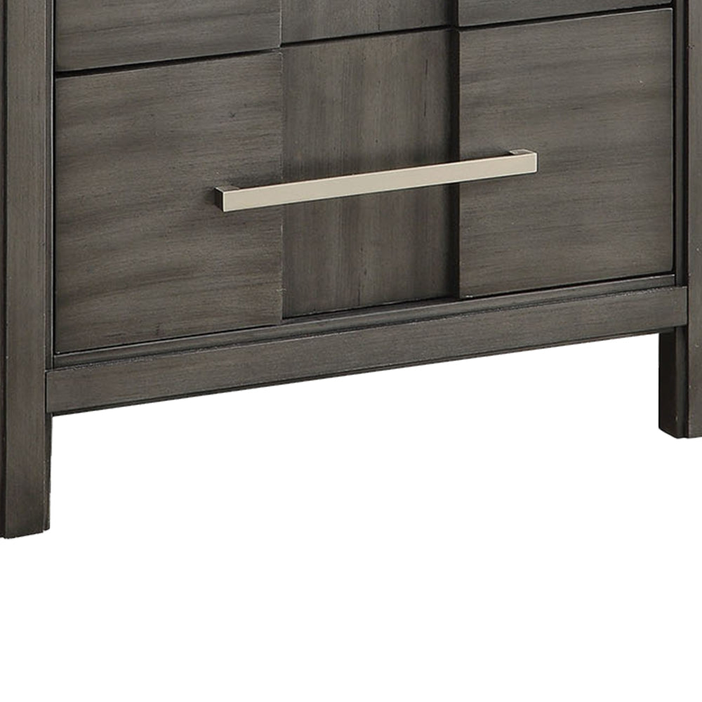 Benzara Transitional Solid Wood Night Stand With Two Drawers, Gray