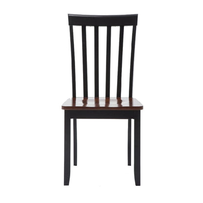 Benjara Wooden Seat Dining Chair with Slatted Backrest, Set of 2, Brown And Black