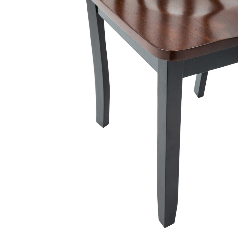 Benjara Wooden Seat Dining Chair with Slatted Backrest, Set of 2, Brown And Black
