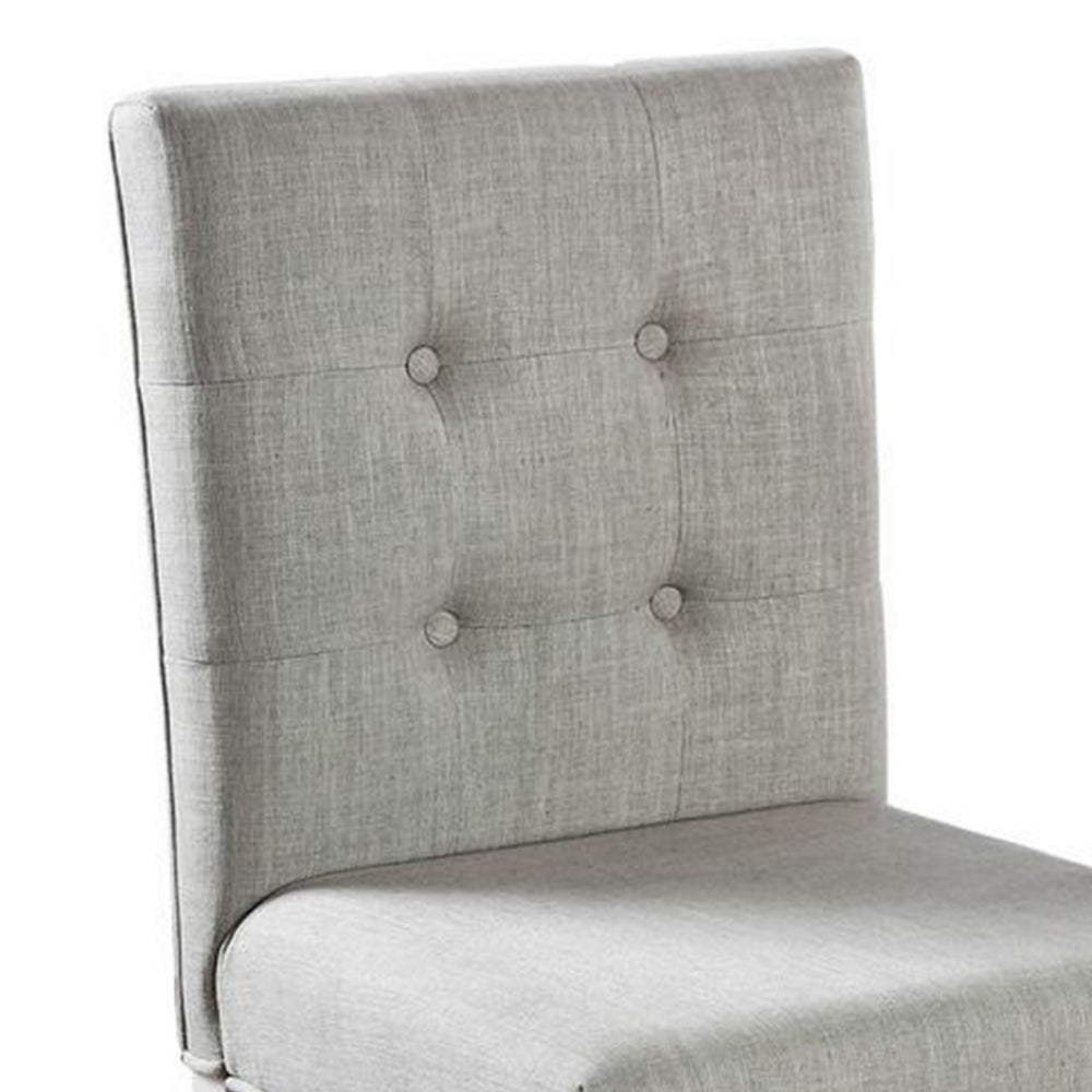 Benzara Fabric Upholstered Solid Wood Counter Height Chair, White And Gray, Pack of Two