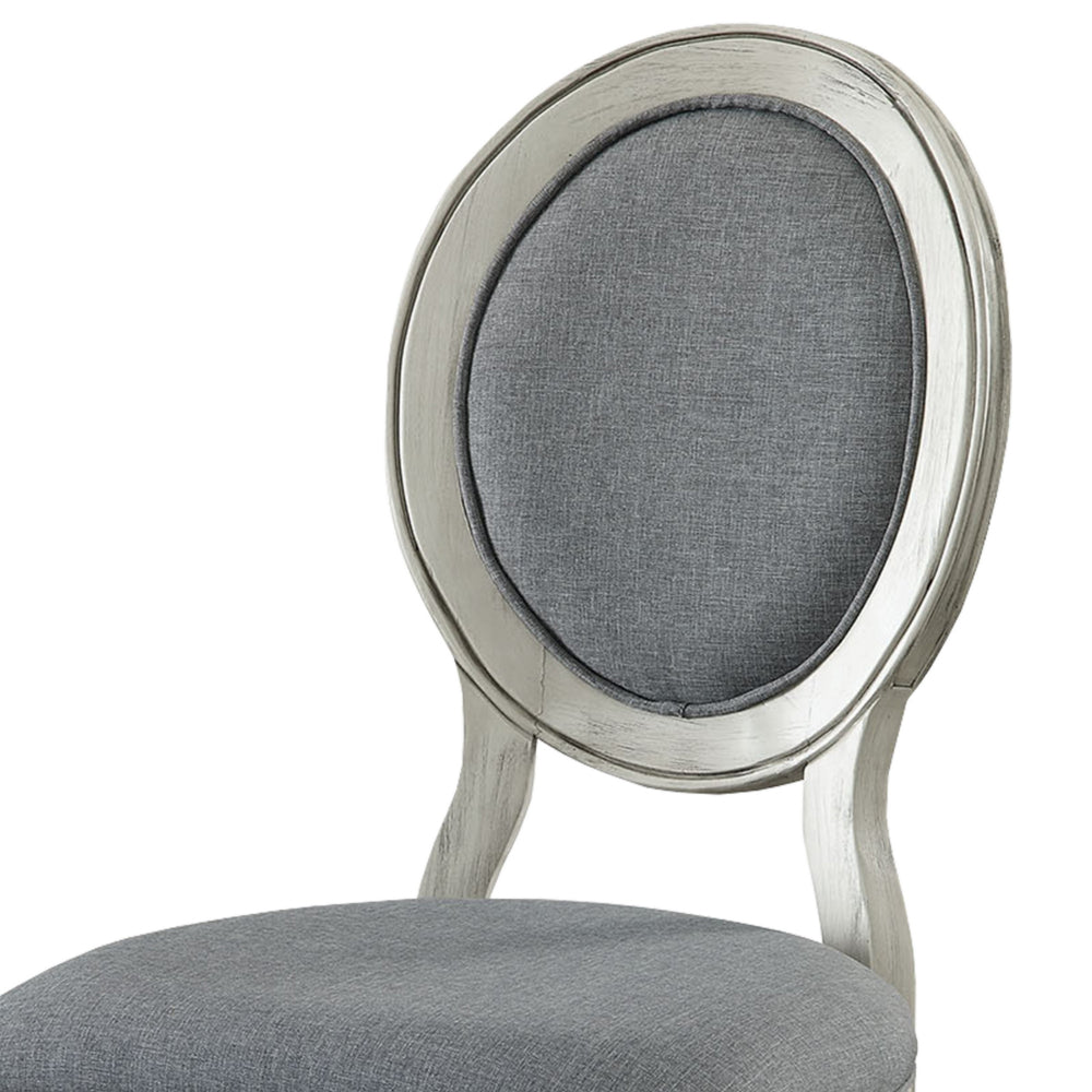 Benzara Fabric Upholstery Side Chair, White And Gray, Pack Of Two