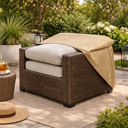 Benzara Fabric Dust Cover for Outdoor Chairs, Medium, Light Brown