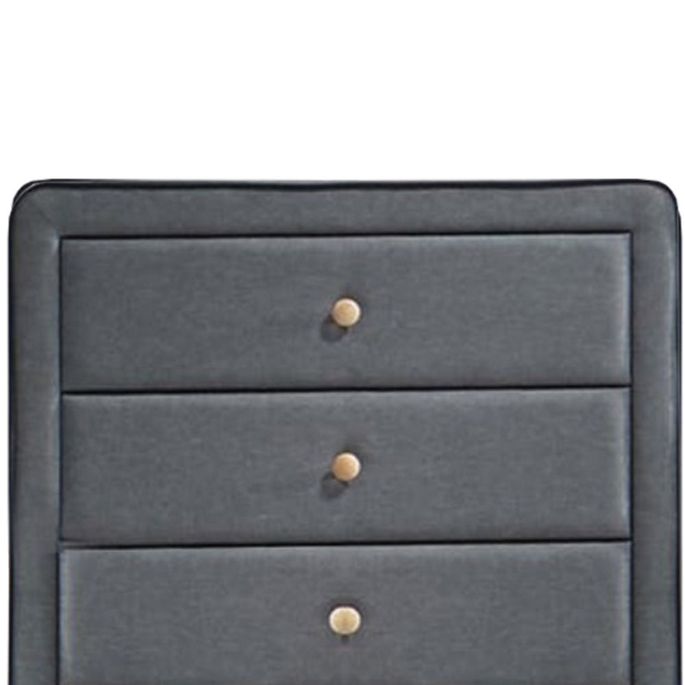 Benzara Transitional Style Wood And Fabric Upholstery Chest with 5 Drawers, Gray