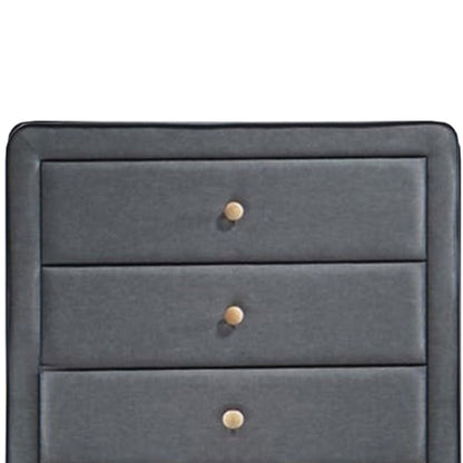 Benzara Transitional Style Wood And Fabric Upholstery Chest with 5 Drawers, Gray