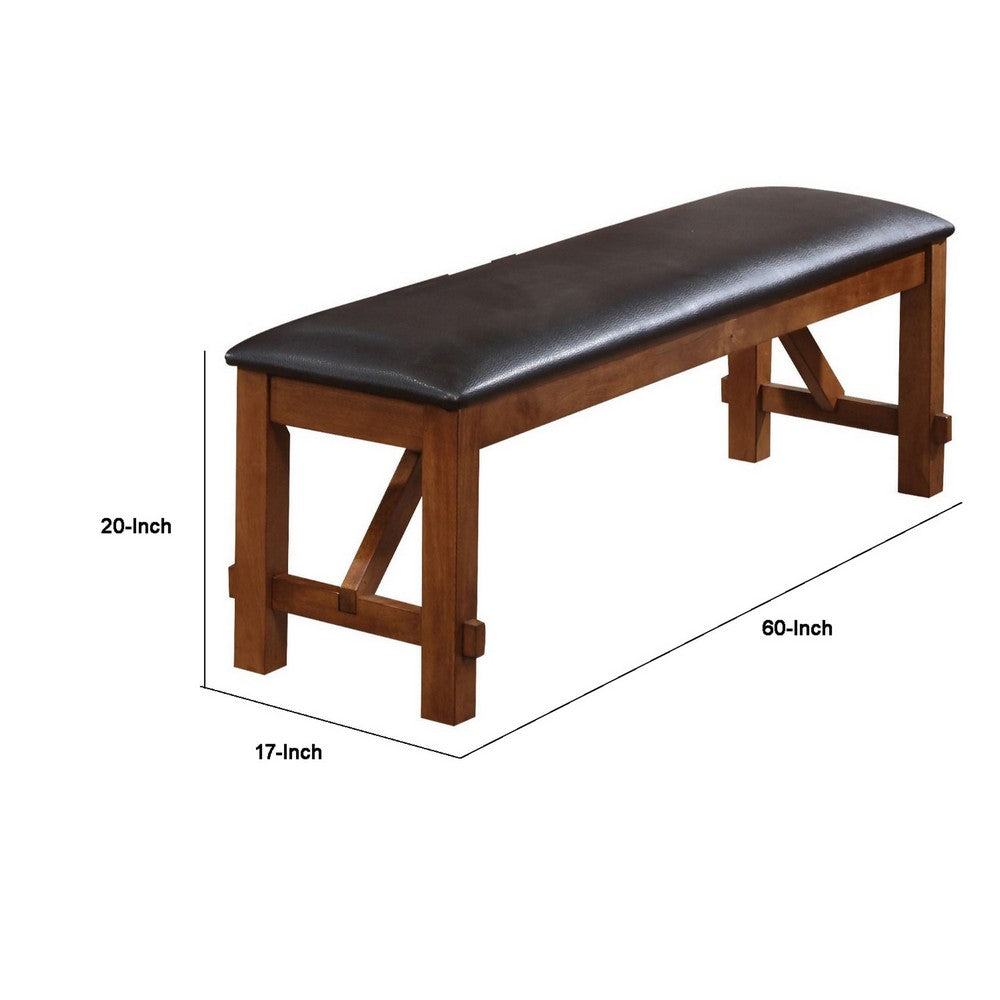 Benzara Transitional Style Wood And Fabric Upholstery Bench with Padded Seat, Brown