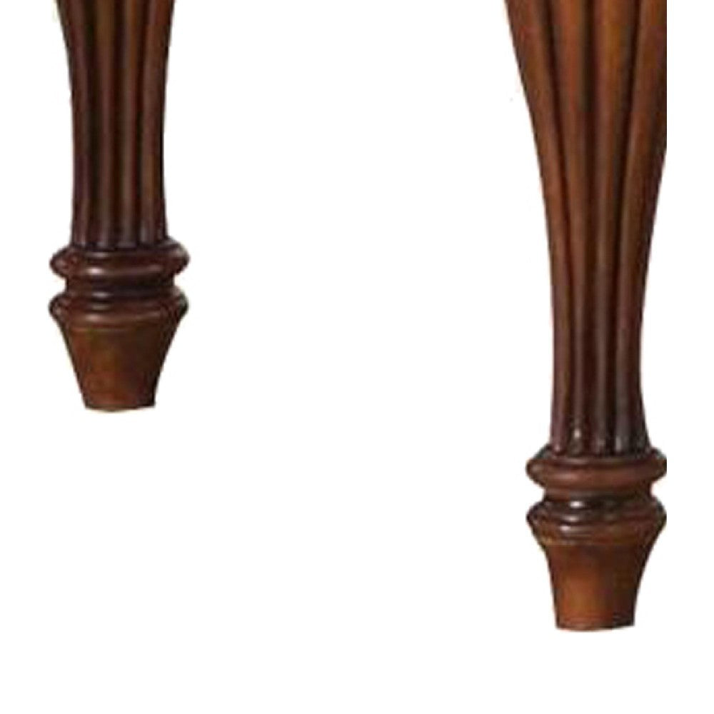 Benzara Wooden End Table with Carved Details, Cherry Brown