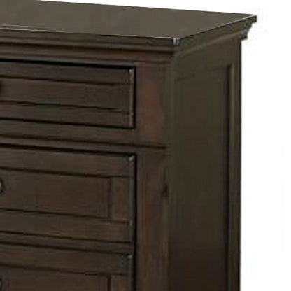 Benzara Wooden Mid Century Design Night Stand Chest With Hidden Drawer, Dark Brown