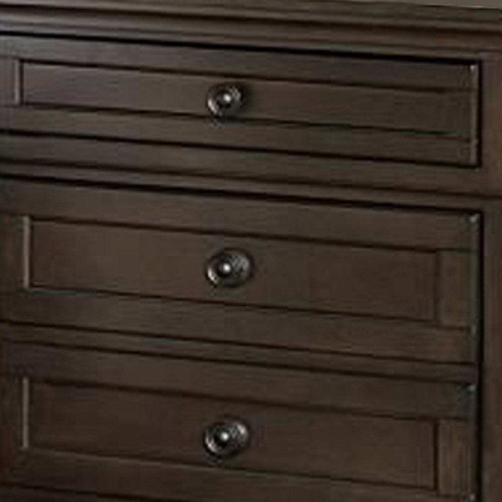 Benzara Wooden Mid Century Design Night Stand Chest With Hidden Drawer, Dark Brown