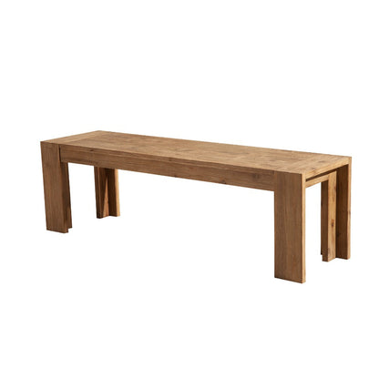 Benzara Dining Bench with Bracket Legs, Sandblasted Antique Natural Brown Finish