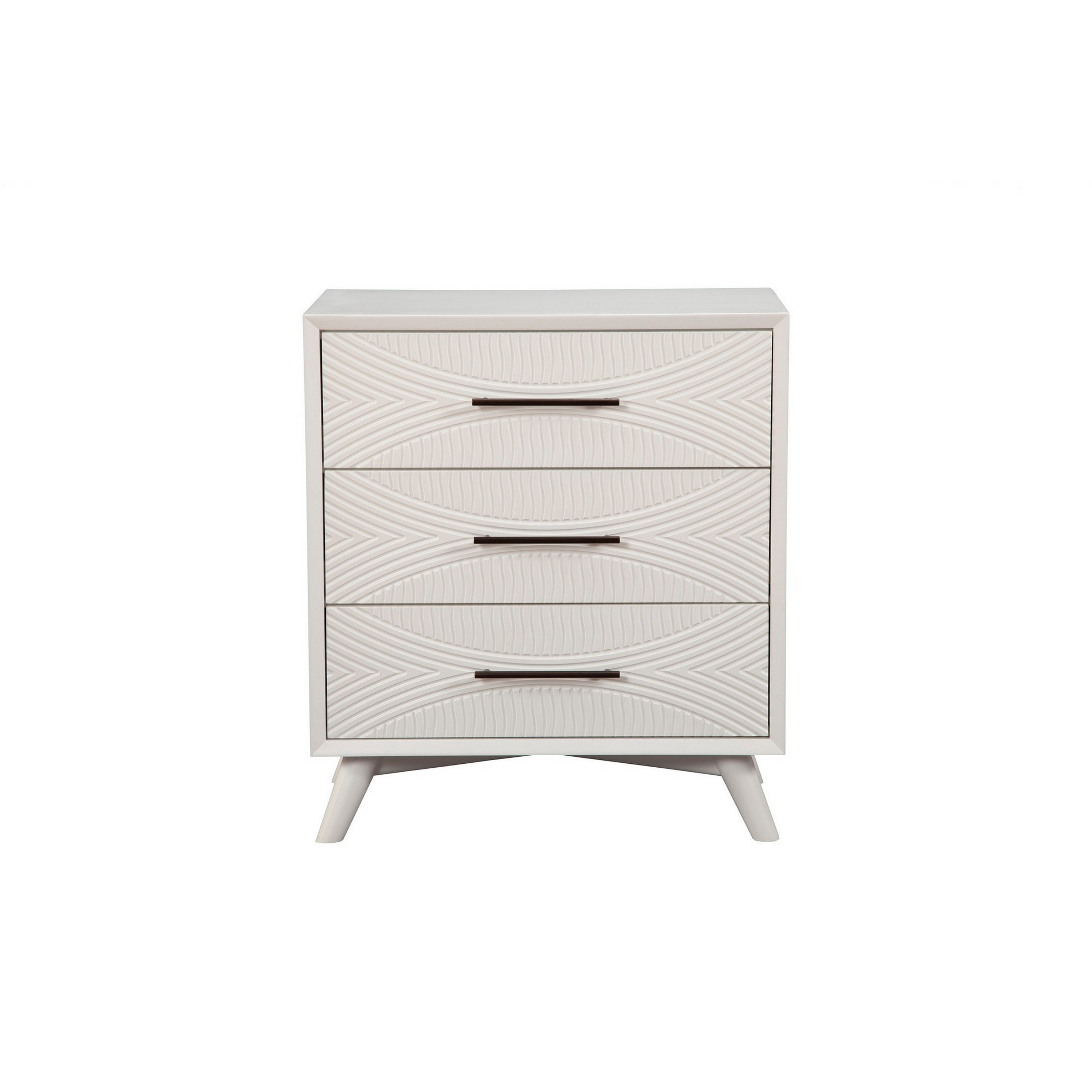 Benzara Three Drawers Mahogany Wood Small Chest with Splayed Legs, White