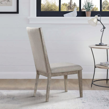 Benzara Transitional Style Wooden Side Chair with Fabric Upholstery, Set of 2, Gray Oak