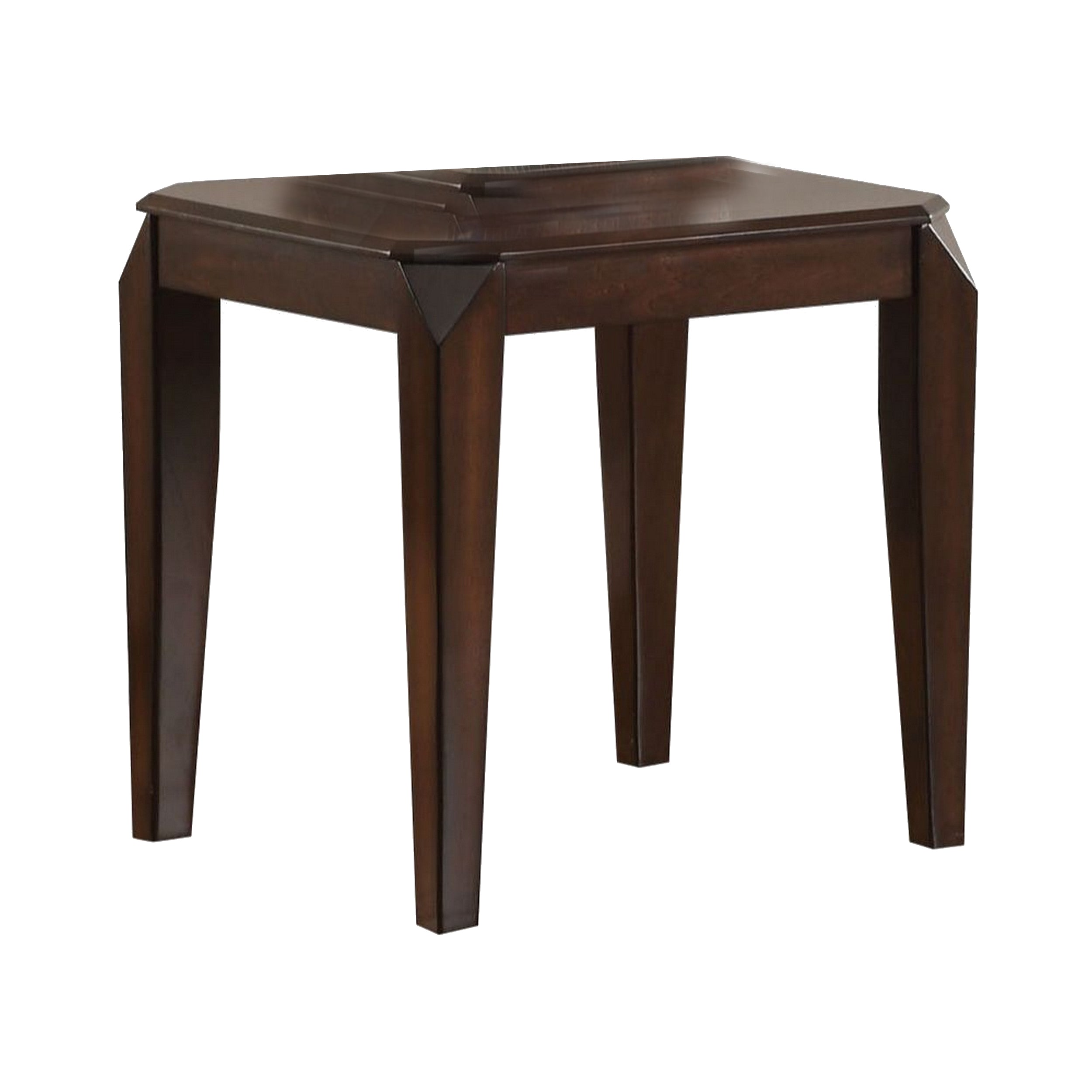 Benzara Wooden End table with Beveled Tapered Legs, Walnut Brown