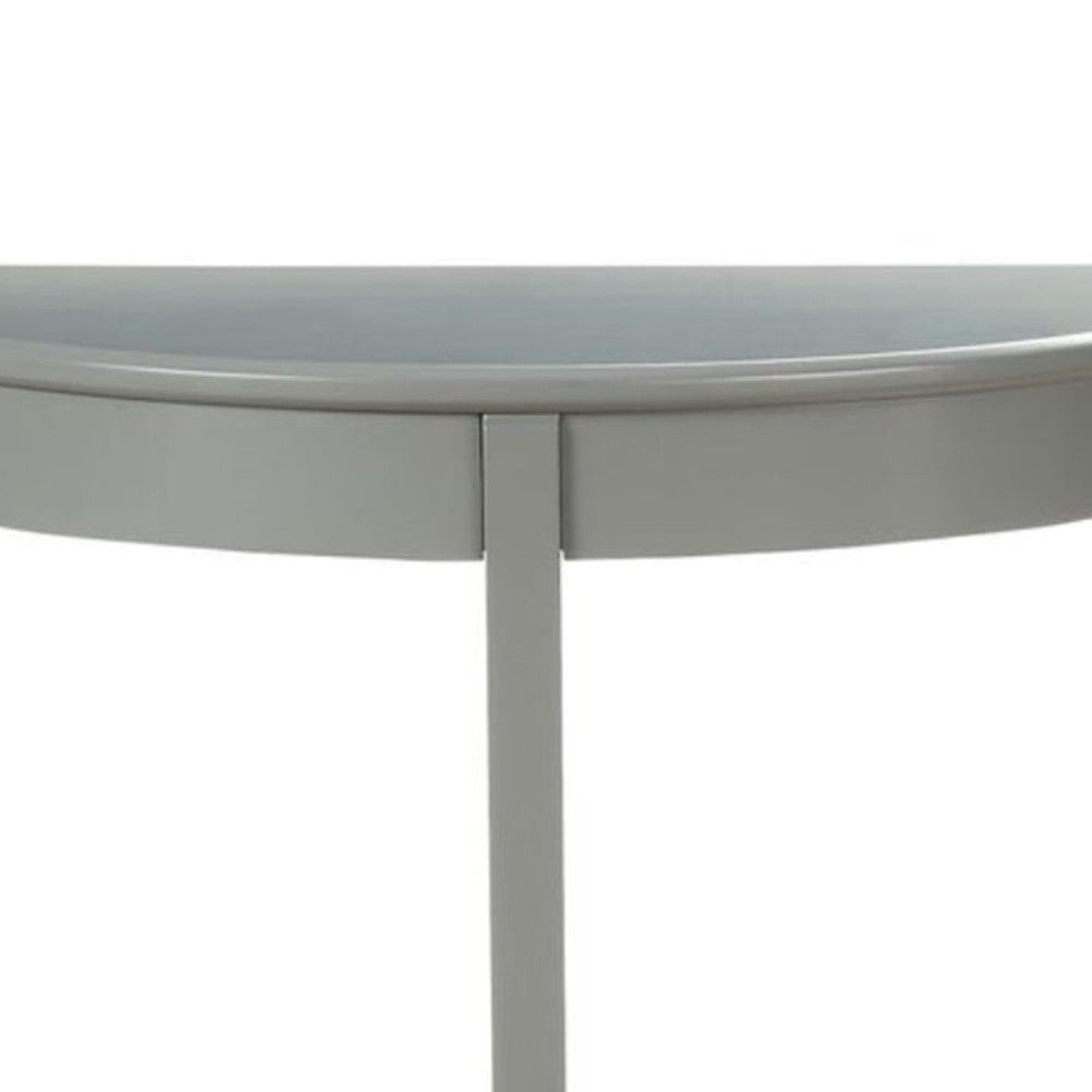 Benzara Wooden Half Moon Shaped Console Table with One Open Bottom Shelf, Gray