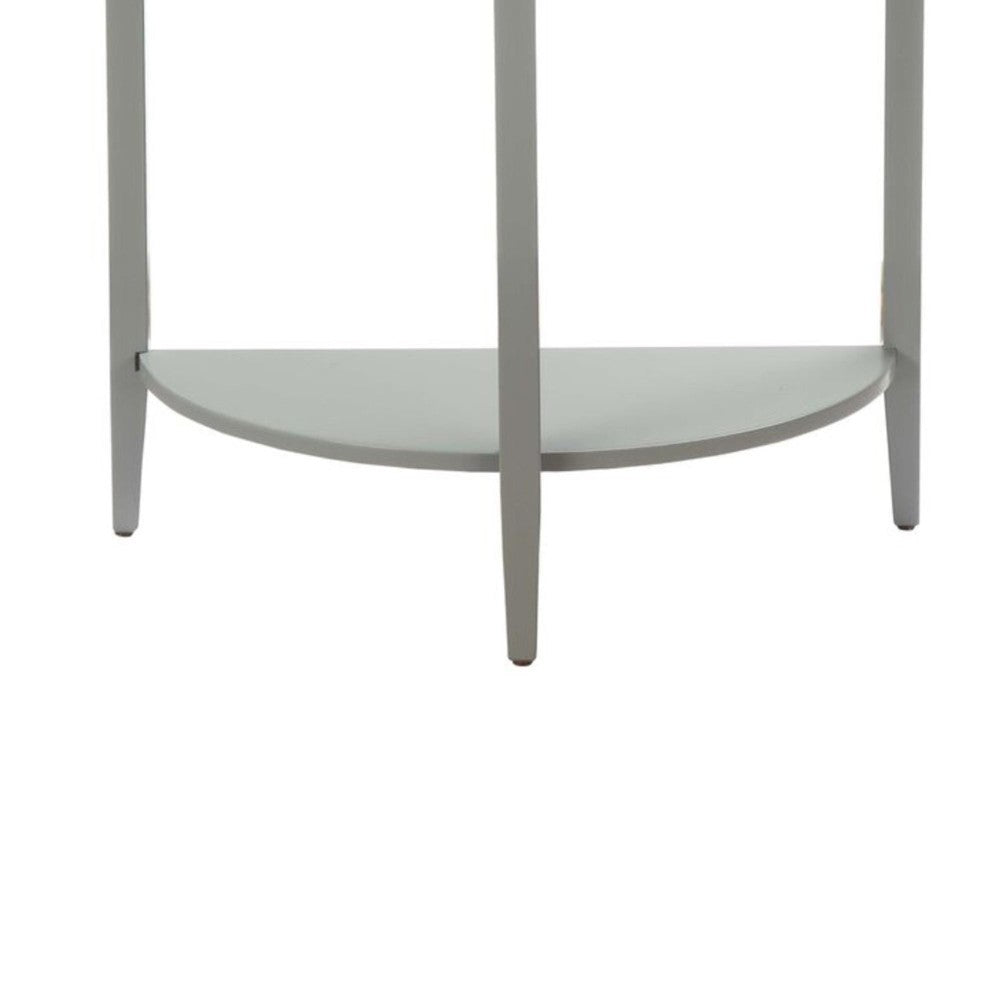 Benzara Wooden Half Moon Shaped Console Table with One Open Bottom Shelf, Gray