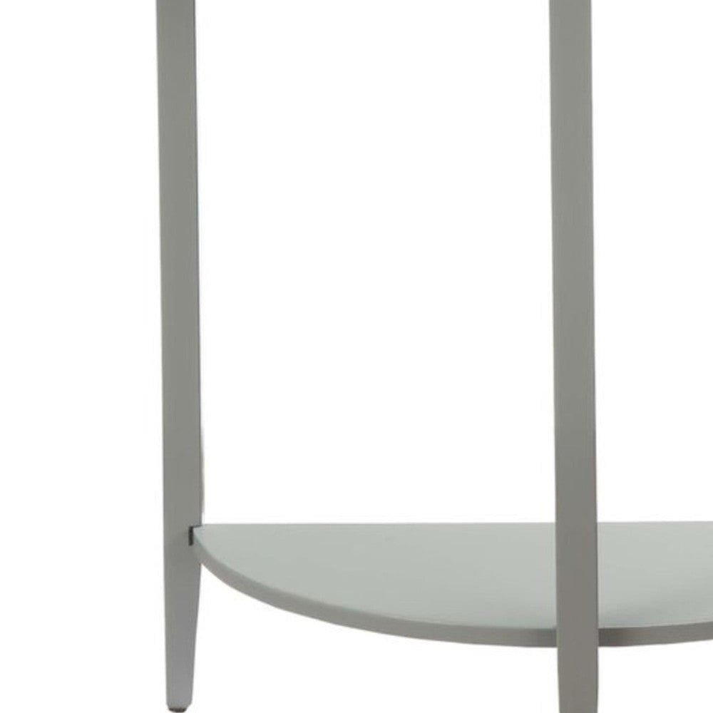 Benzara Wooden Half Moon Shaped Console Table with One Open Bottom Shelf, Gray