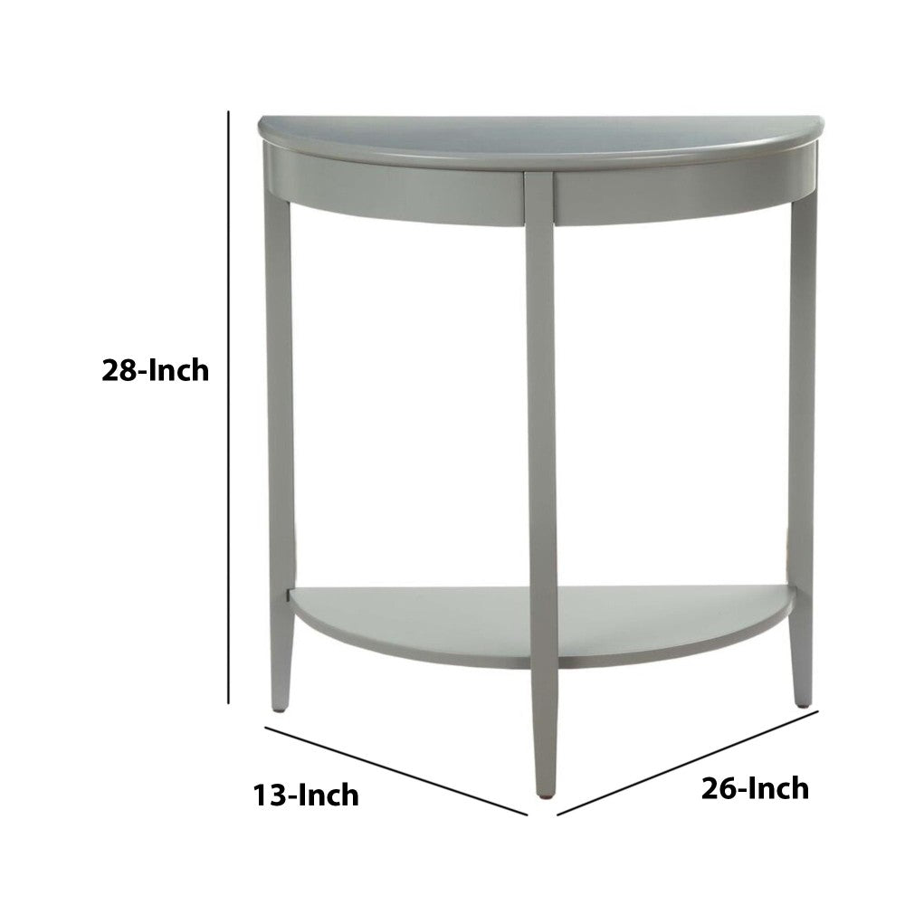 Benzara Wooden Half Moon Shaped Console Table with One Open Bottom Shelf, Gray
