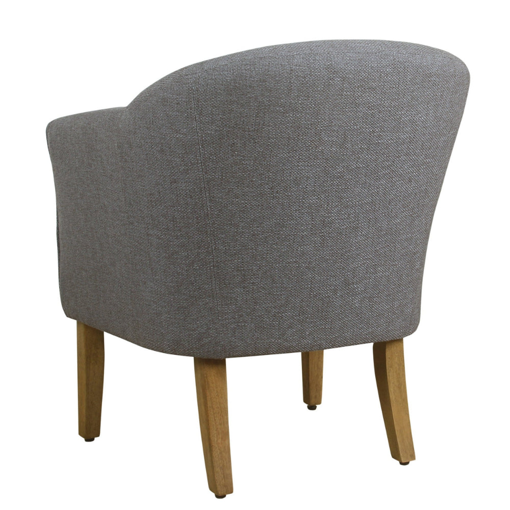 Benzara Fabric Upholstered Wooden Accent Chair with Barrel Style Back, Gray And Brown