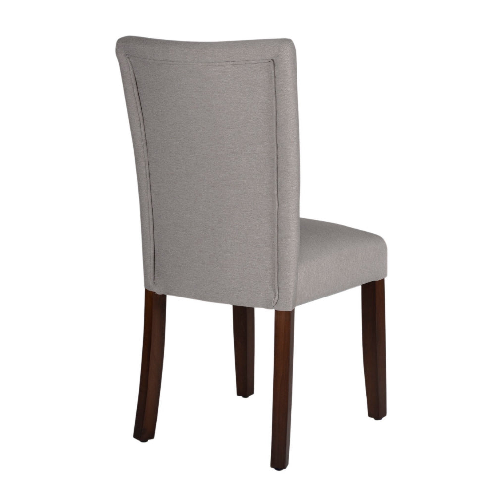 Benjara Fabric Upholstered Wooden Parson Dining Chair with Splayed Back, Gray And Brown