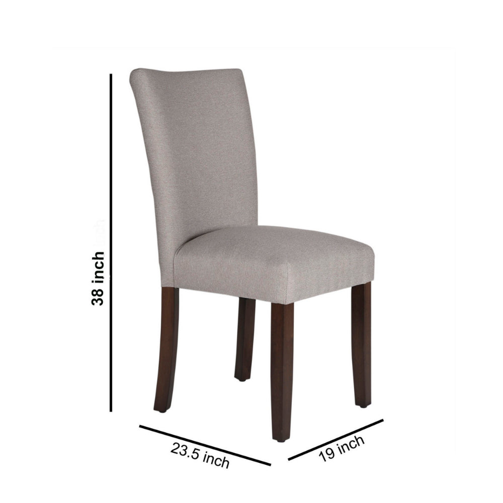 Benjara Fabric Upholstered Wooden Parson Dining Chair with Splayed Back, Gray And Brown