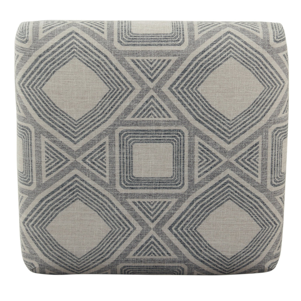 Benjara Metal Counter Stool with Geometric Pattern Fabric Upholstered Seat, Gray And Black