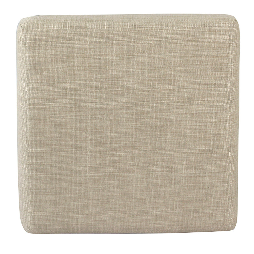Benjara Open Back Metal Counter Stool with Fabric Upholstered Padded Seat, Beige And Black