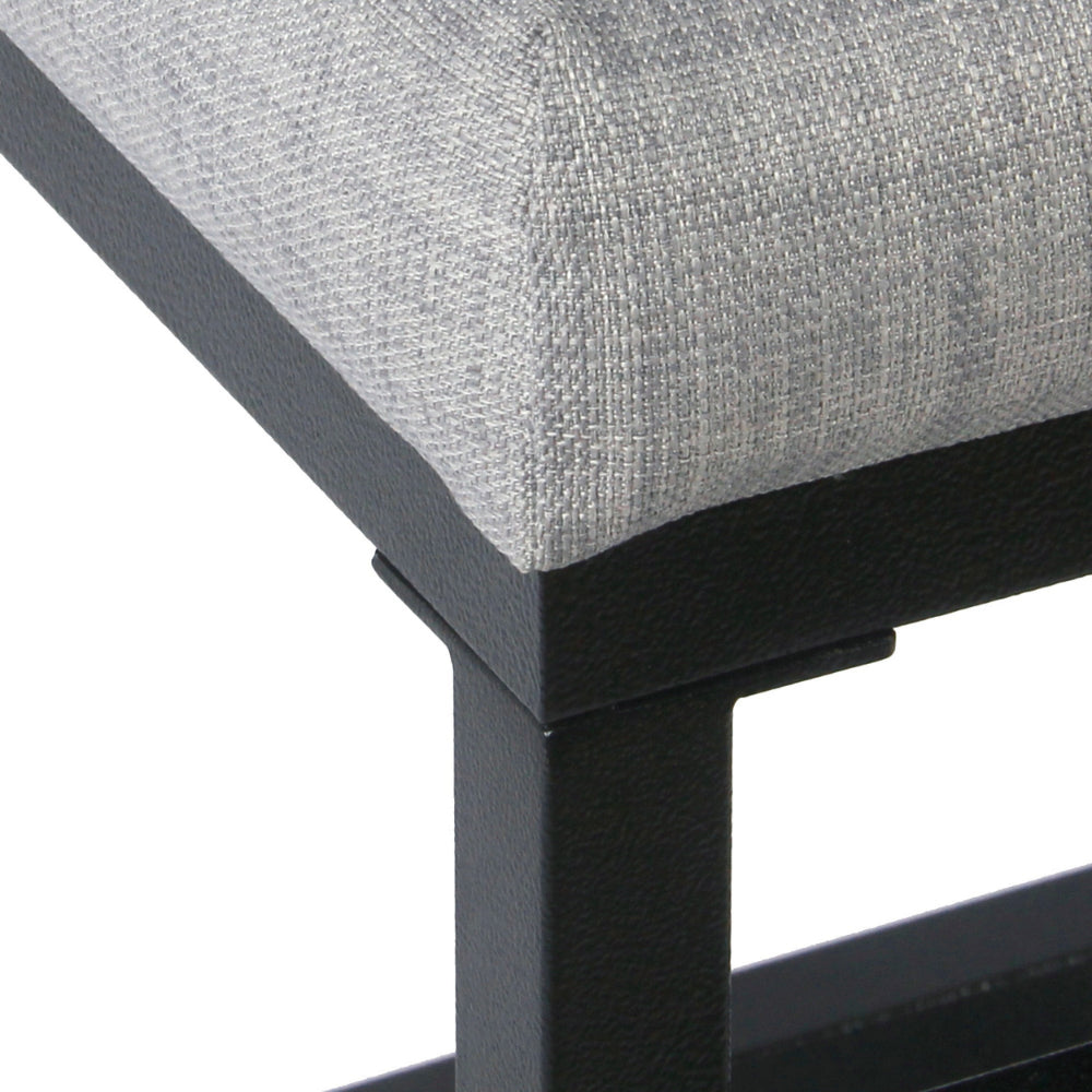 Benjara Open Back Metal Counter Stool with Fabric Upholstered Padded Seat, Gray And Black