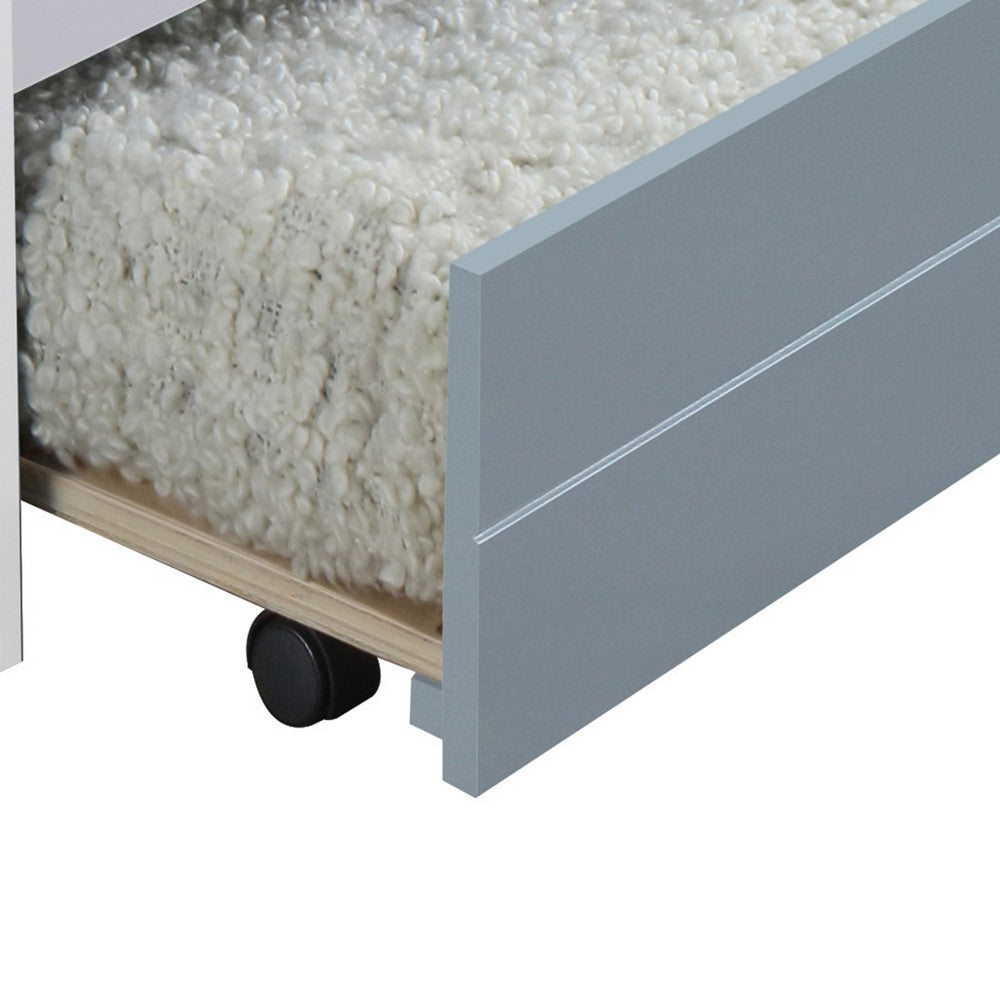 Benjara Transitional Style Wooden Trundle Bed with Caster Wheels, Gray