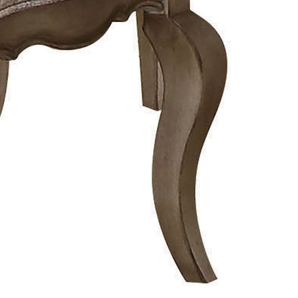 Benjara Wooden Arm Chairs with Button Tufting, Set of Two, Gray And Brown