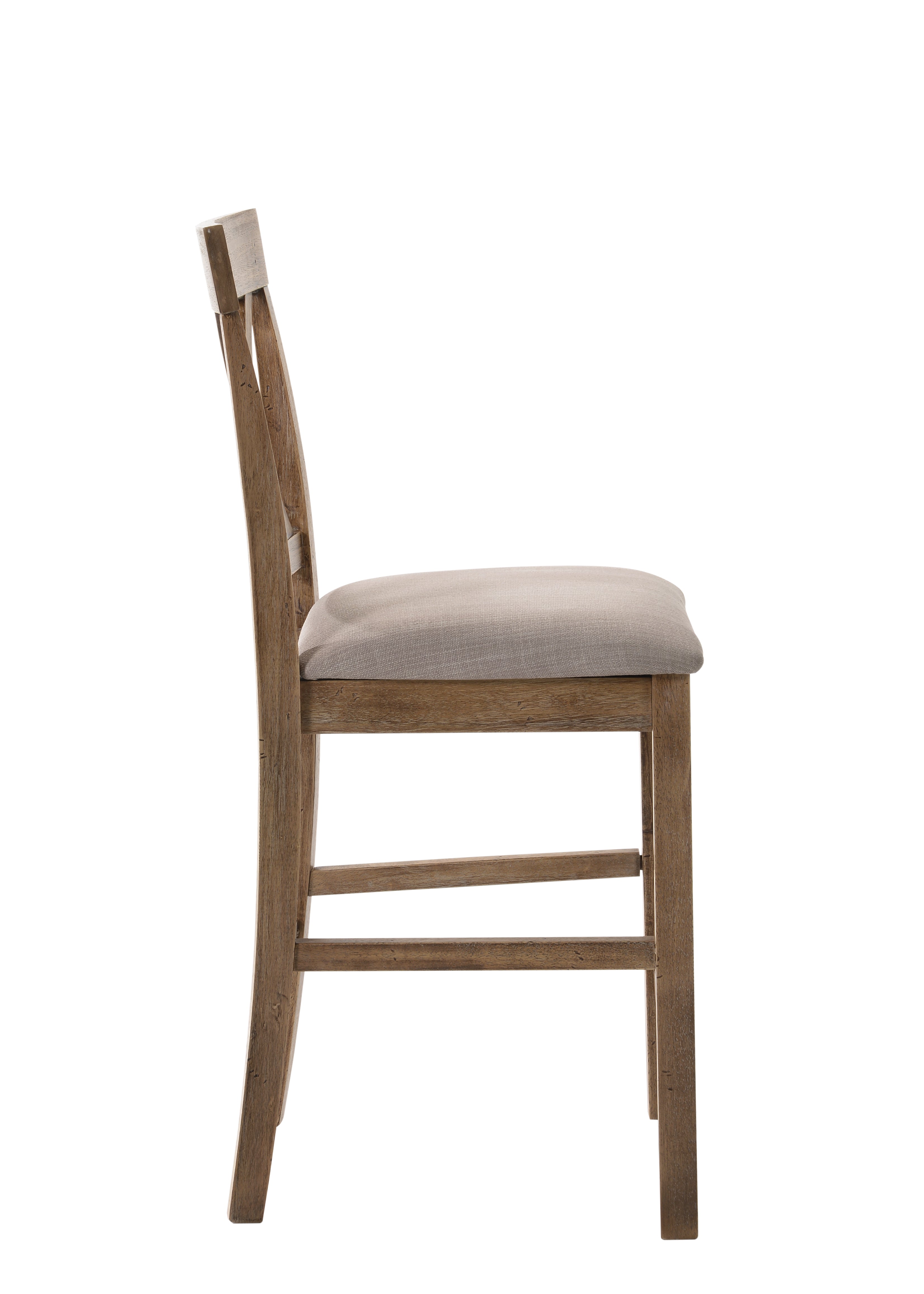 Benjara Fabric Upholstered Wooden Counter Height Chair,Set of 2,Brown And Gray