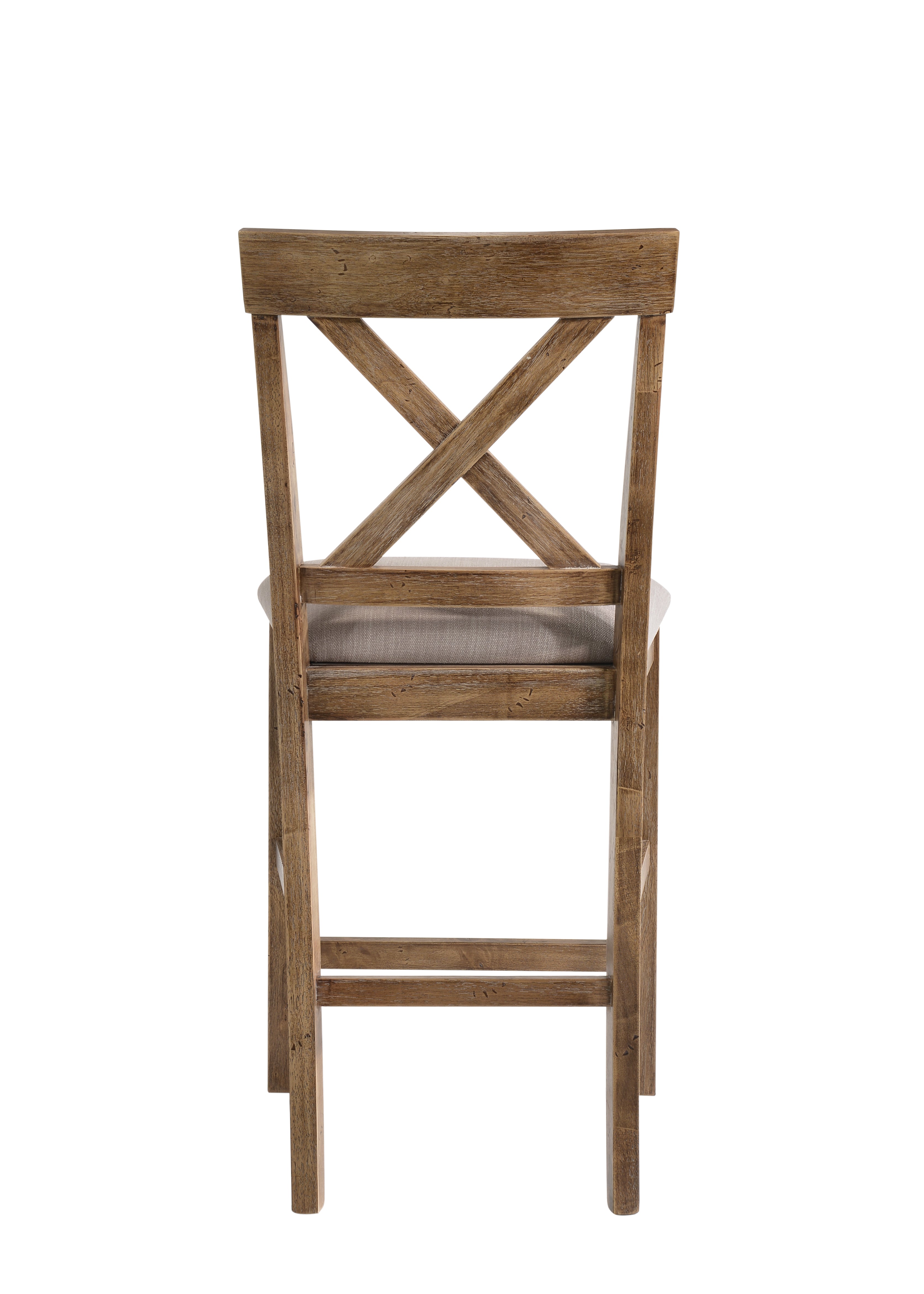 Benjara Fabric Upholstered Wooden Counter Height Chair,Set of 2,Brown And Gray