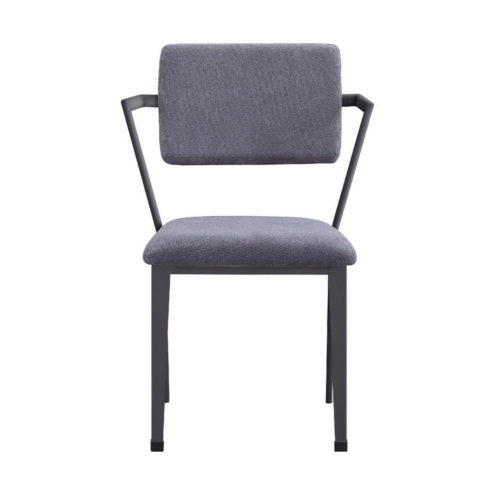 Benjara Fabric Upholstered Metal Dining Chair, Set of 2, Gray And Black