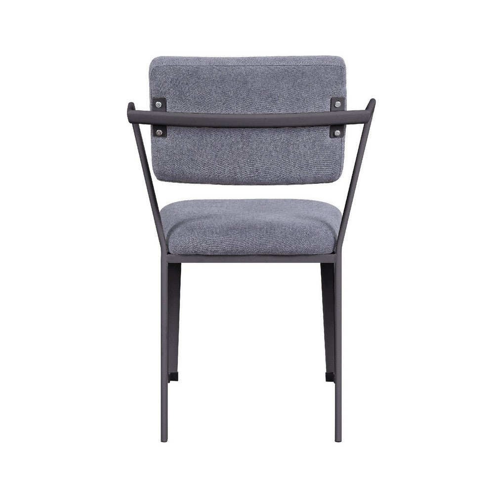 Benjara Fabric Upholstered Metal Dining Chair, Set of 2, Gray And Black