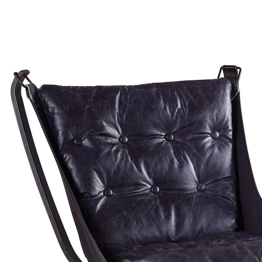 Benjara Star Base Metal Accent Chair with Faux Leather Seating, Blue And Brown
