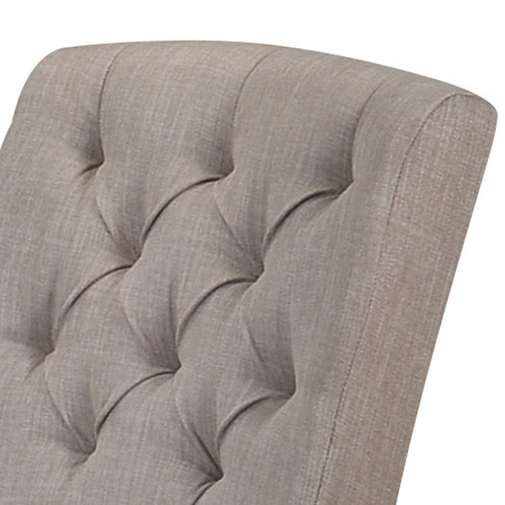 Benjara Wooden Side chair with Tufted Back, Set of 2, Brown And Gray